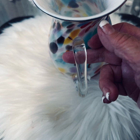 R. Foster hand blown glass confetti Art pitcher signed dated and has Pontil 14x8 - Picture 5 of 12